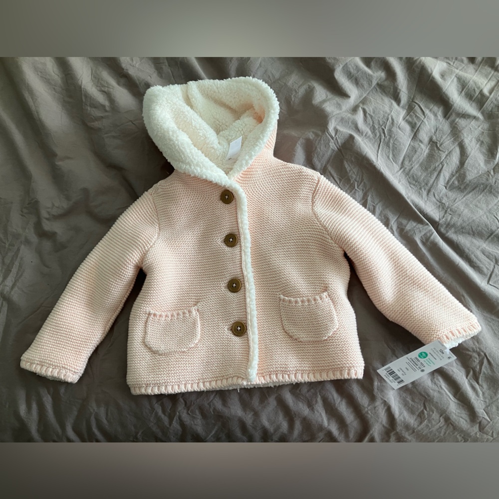 Carters NWT cozy cotton knit sweater with fuzzy lining 12 months
